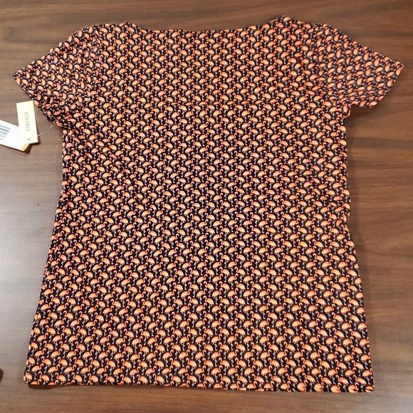 NEW NWT Jones New York Flamingo Cap Sleeve Classic Navy Combo Shirt Small Petite - Picture 7 of 8